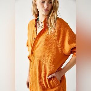 Free People We The Free Summer Daydream Buttondown Shirt Top (Size Small)